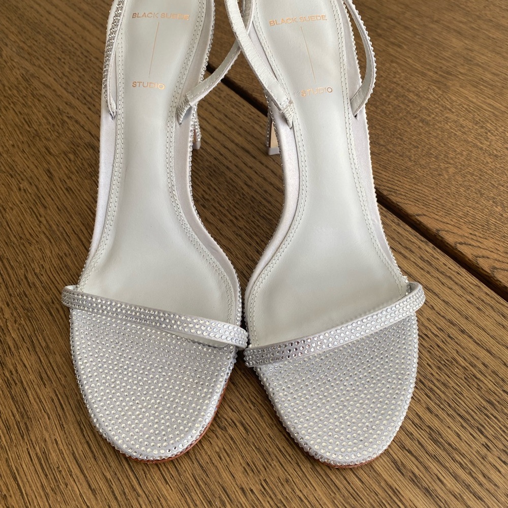 BLACK SUADE STUDIO Elegant Silver Strappy Heels